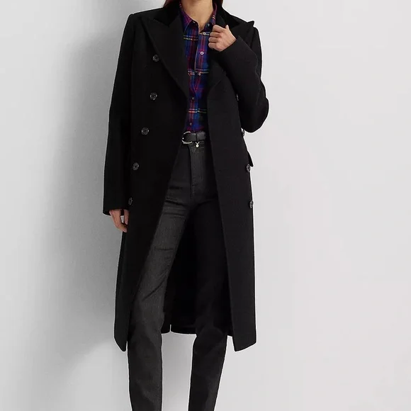 New Ralph Lauren Wool-Blend Twill Double-Breasted Coat $595 - Picture 1 of 11